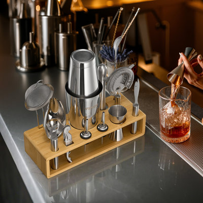 Cocktail Shaker Set 13 Pcs Bartender Kit Stainless Steel Bar Tool Set Gunmetal
