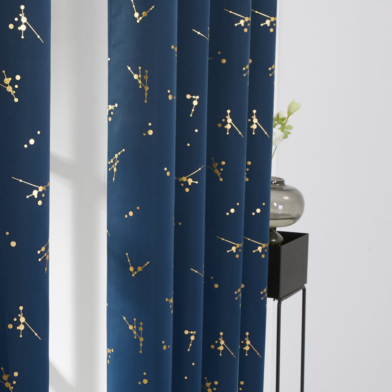 Makvala Room Darkening Curtain Pair, 42" W x 72" L, Navy Blue