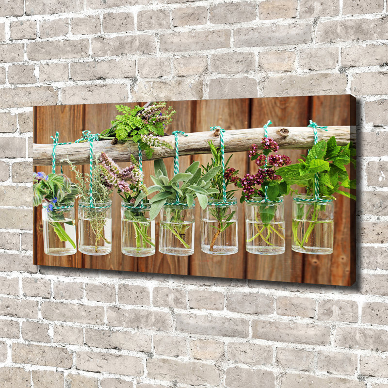Herbs In Jars - Wrapped Canvas Print
