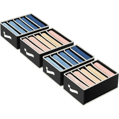 Organisateur de garde-robe pliable pour vêtements, lot de 4 garde-robes en tissu avec poignées, séparateurs de tablettes peu encombrants pour pantalons, jeans, chandails, t-shirts et plus encore