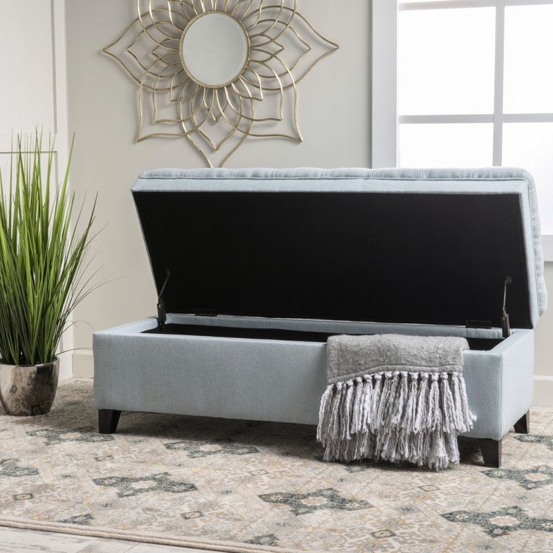 Blue Fabric Storage - 50" D X 20.5" W 18.3" H Versatile For Home Stylish Addition, Light Blue