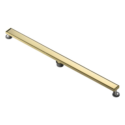 Kibi 48 inch Tile-in Linear Shower Drain, 304 Stainless Steel, Reversible Design with Hair Strainer and Leveling Feet