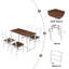 Ensemble de table et de chaises cinq pièces avec dossier, style industriel, structure solide-1635804318-1635804307-1635804305