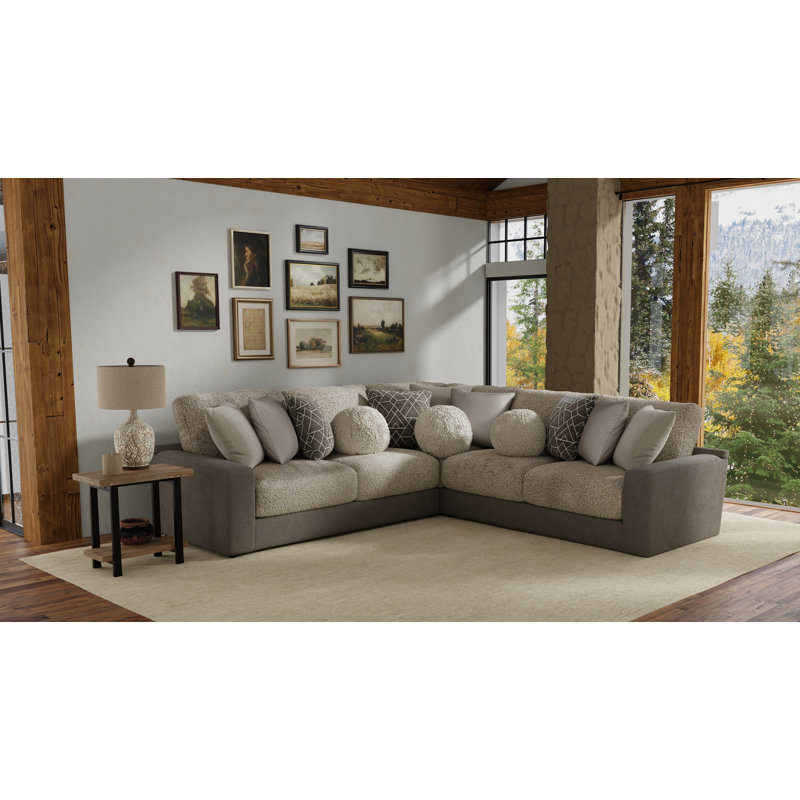 Canapé modulaire 3 pièces avec coussins de siège personnel Stafford et coussins décoratifs Stafford, Polyester brun / beige