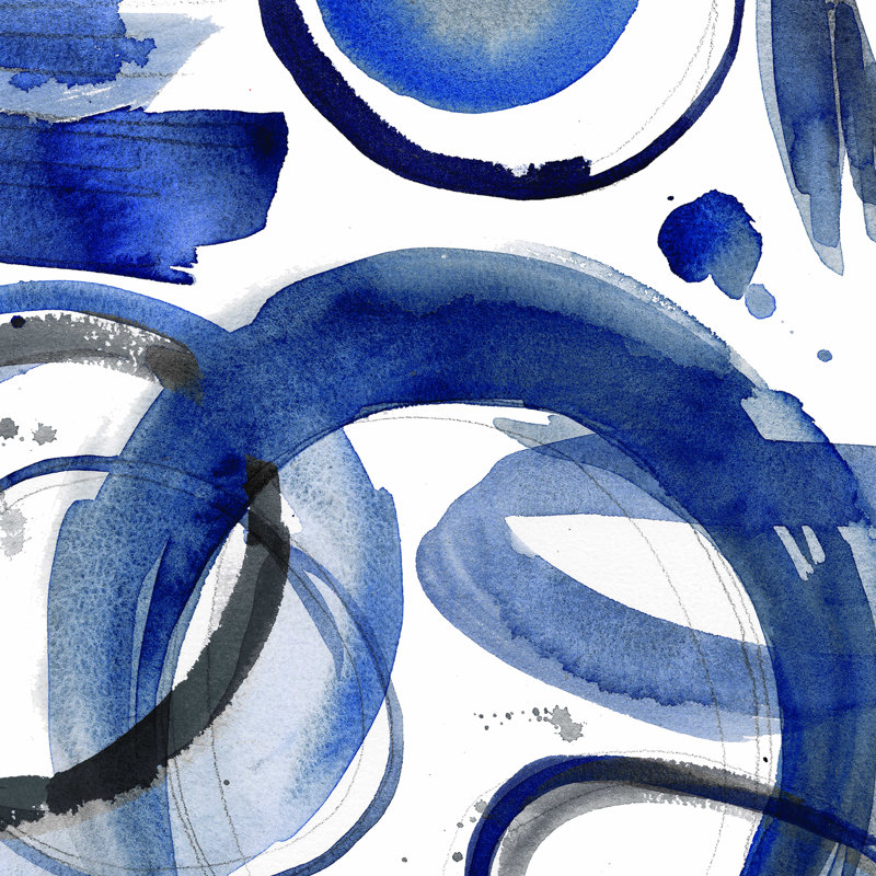 Cercles abstraits bleus, H 12 po x l 12 po