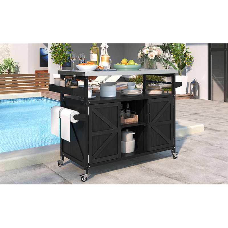 Îlot de cuisine extérieur K&K, Noir/gris