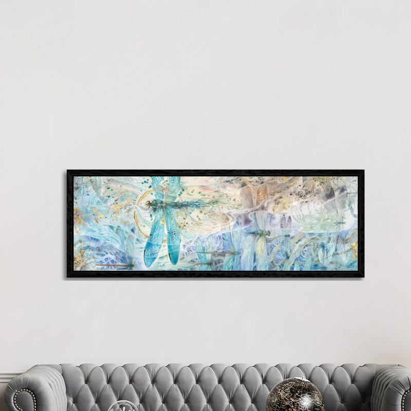 Against The Flow by Stephanie Law - Panoramic Painting on Canvas, Black Framed, 152.4 cm H x 50.8 cm W