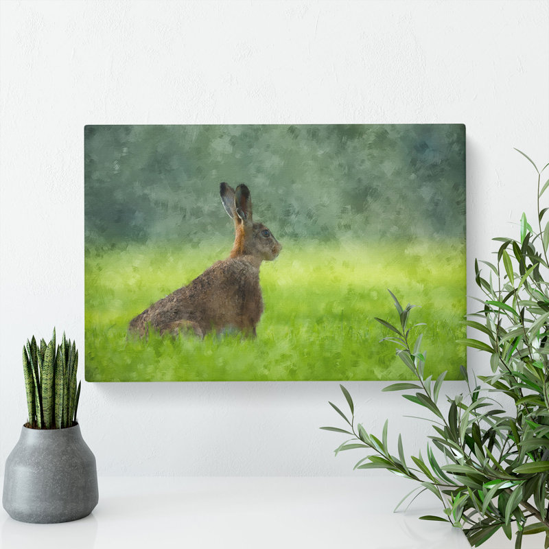 Lone Hare Painting - Wrapped Canvas, 50cm H x 76cm W x 3cm D