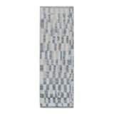 Shaggy Checkered Area Rug in Blue/Gray/Ivory