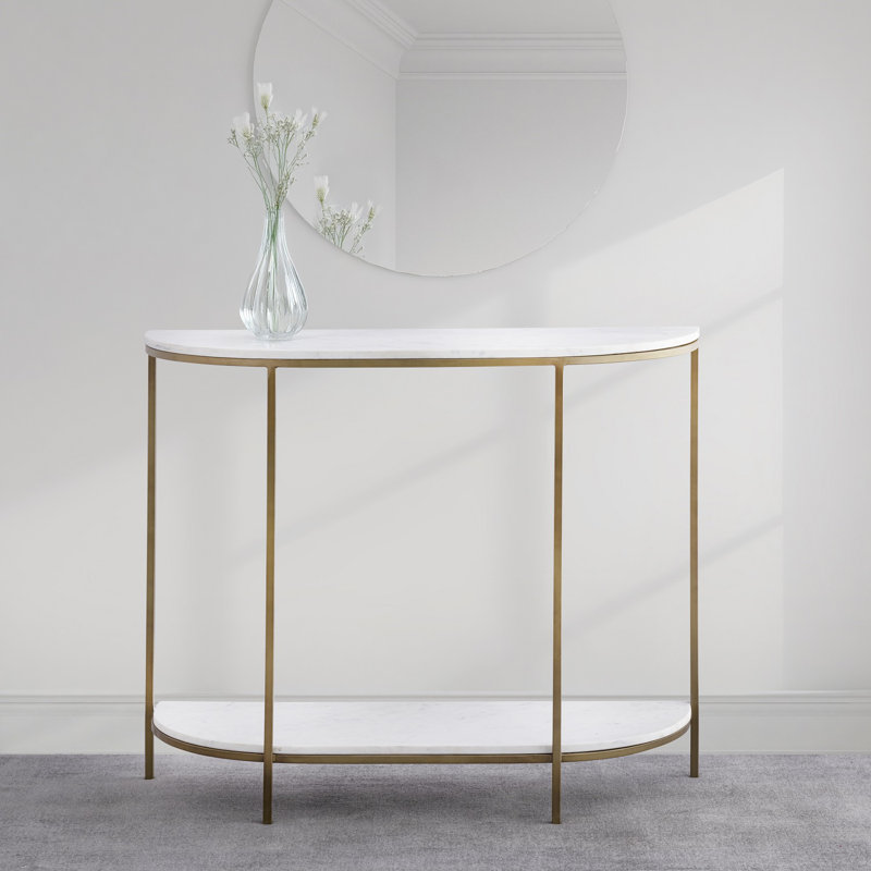 Luciana White Marble Top Console Table