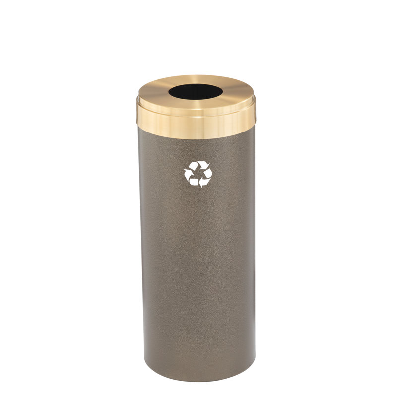 Poubelle, 15, Filon bronze / laiton satiné, H 30 po x l 12 po x P 12 po