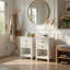 Ensemble de 2 tables de chevet blanches en rotin blanc - 27 po de hauteur avec 2 tiroirs pour la chambre à coucher et les petits espaces