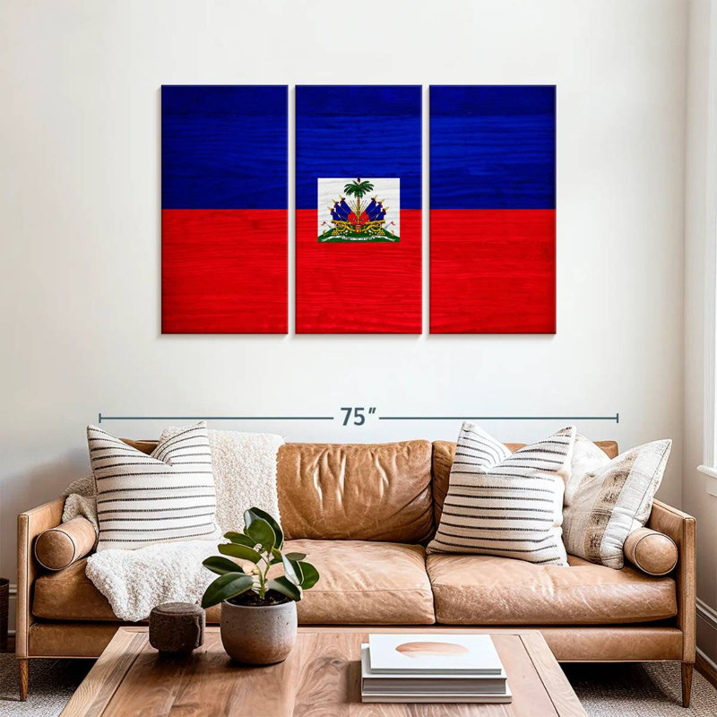 Bois de Borges, drapeau d'Haïti, H 36 po x l 57 po