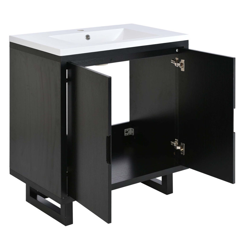 Ensemble de meuble-lavabo 30 po avec lavabo, armoire combinée, armoire de rangement pour salle de bain, structure en bois massif