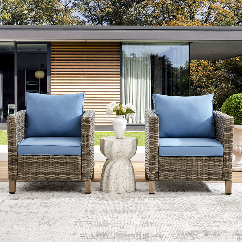 Wicker Outdoor Lounge Chair, Blue