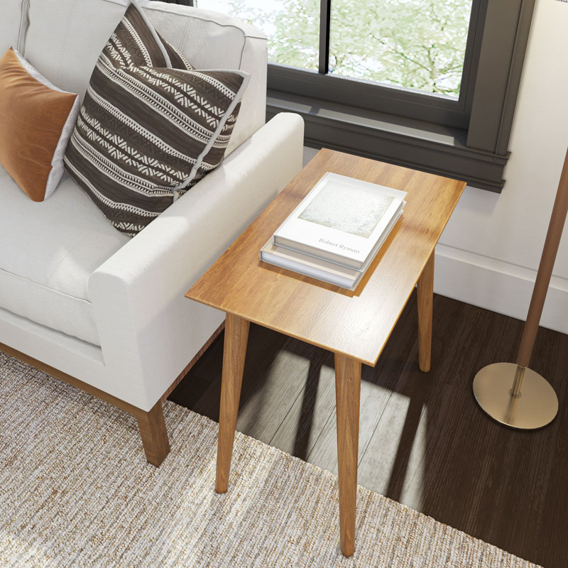 Leaford Solid Wood End Table, 24" H x 14.75" W x 25" D, Pecan