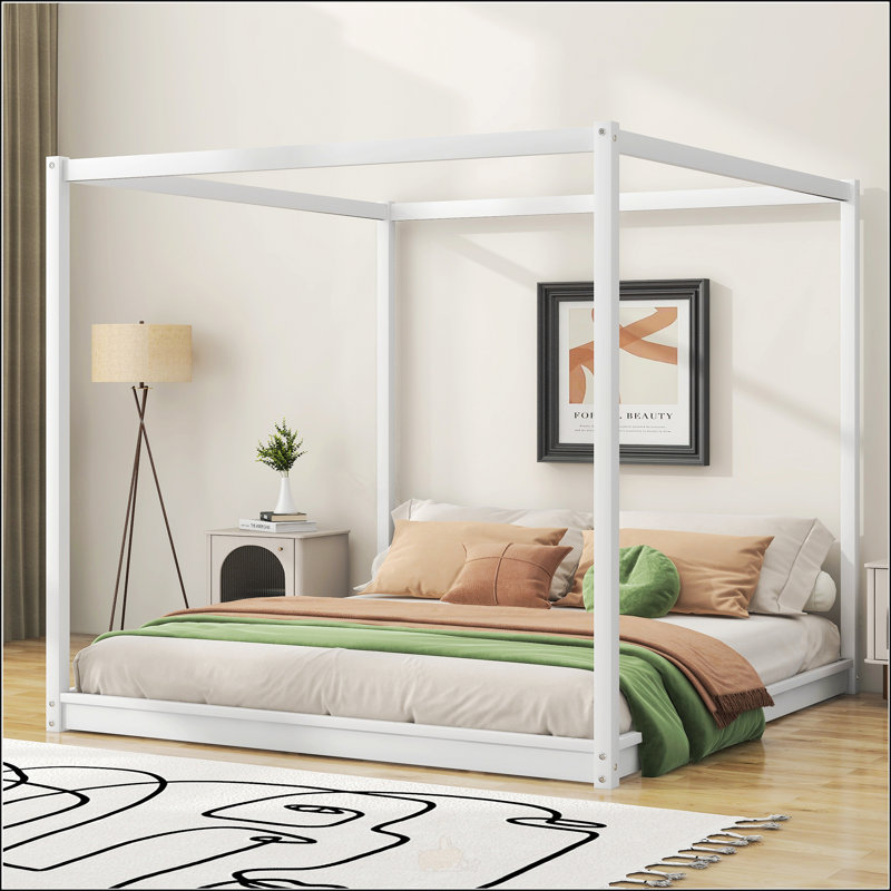 King Size Canopy Platform Bed With Support Legs