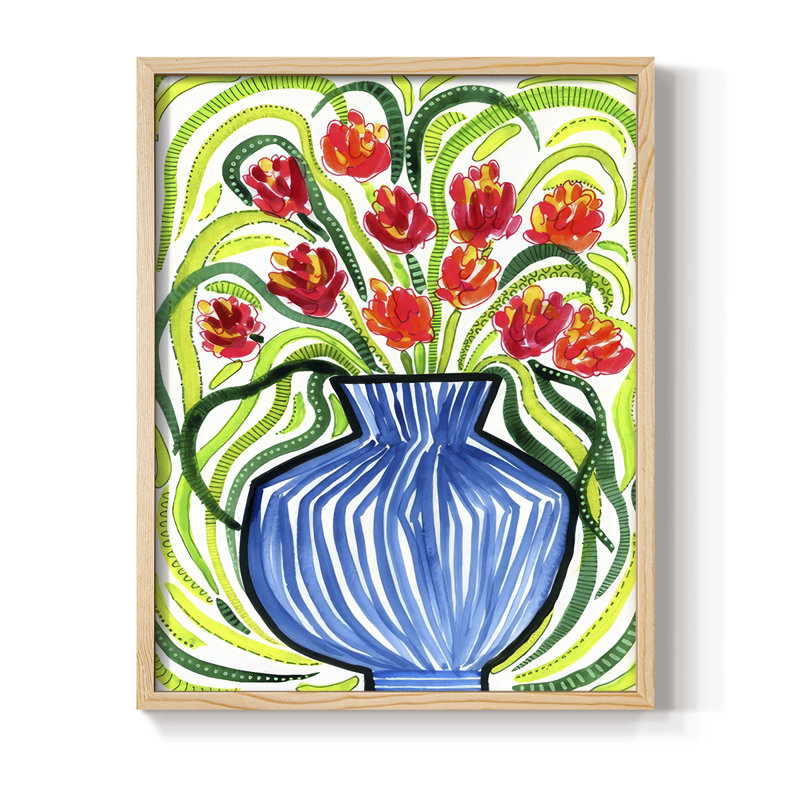 «Adventure Floral I», reproduction encadrée - bois massif, Naturel, H 21 po x l 17 po
