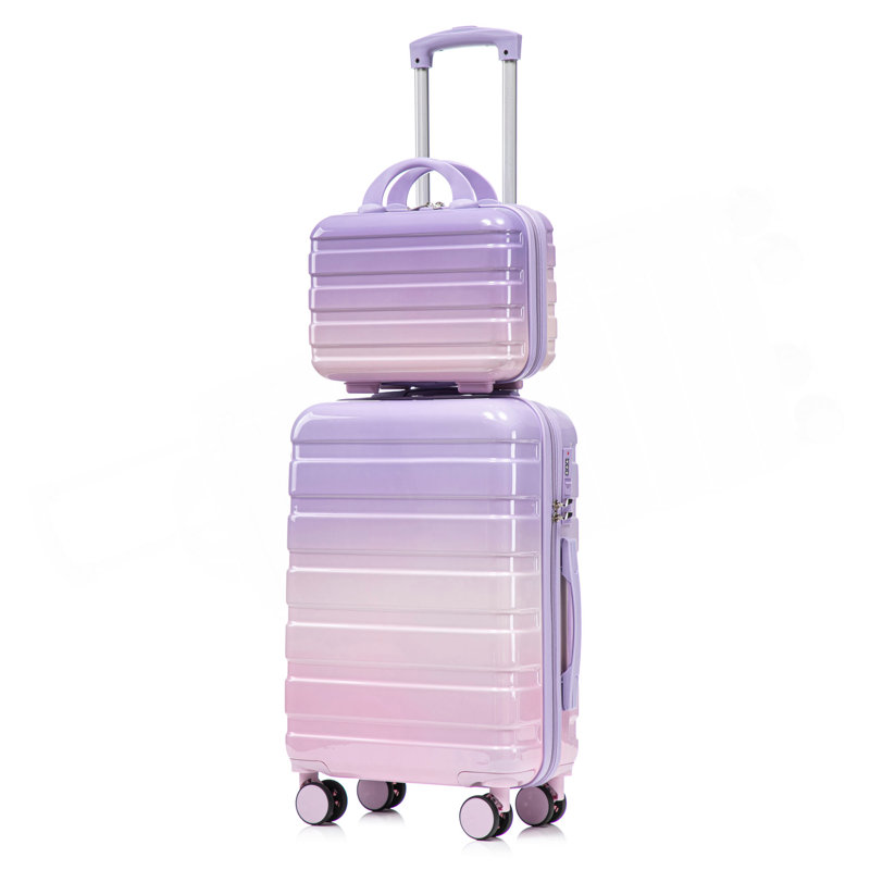 14 "/ 20" 2 pièces / ensemble dans une valise à roulettes pour PC, valise de cabine, avec dégradé de couleurs et serrure à combinaison