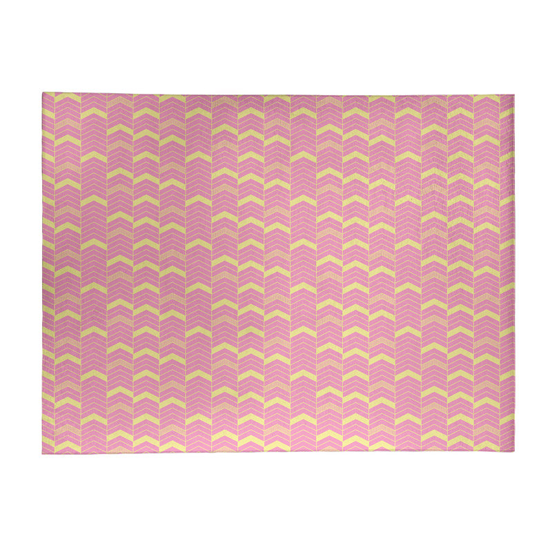 Tapis rose/jaune à chevrons lineed, Rectangle 8 pi x 10 pi