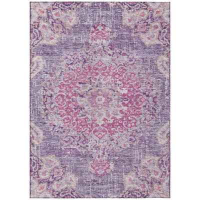 Tapis intérieur lavable à motif de médaillon floral 3 pi x 5 pi