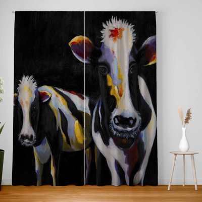 Two Funny Cows Blackout Window Curtain Pair | Home Decor