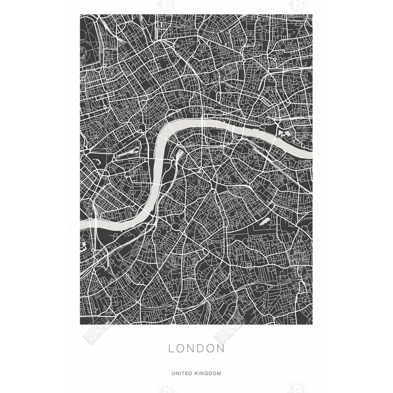 "Carte graphique de Londres" sur toile