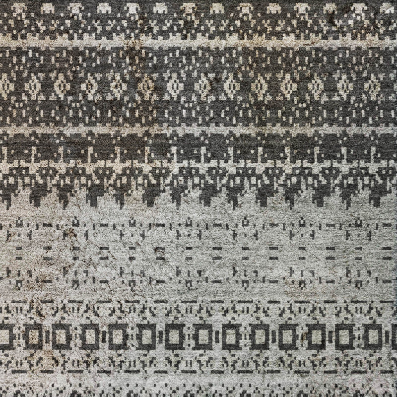 Premium Machine Washable Dream Shag ADS576 Striped Rug, 2'3" x 7'6" Runner, Black
