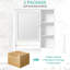 Armoire de salle de bain, porte miroir, 1 niveau de rangement ouvert, tablettes réglables, pour mur durable, grand miroir, fabrication 5+, look élégant-859448627