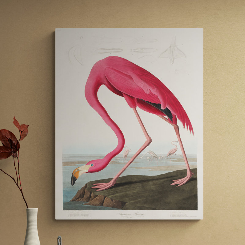 Pink Flamingo Vintage - Wrapped Canvas Print, 31cm H x 21cm W x 4cm D