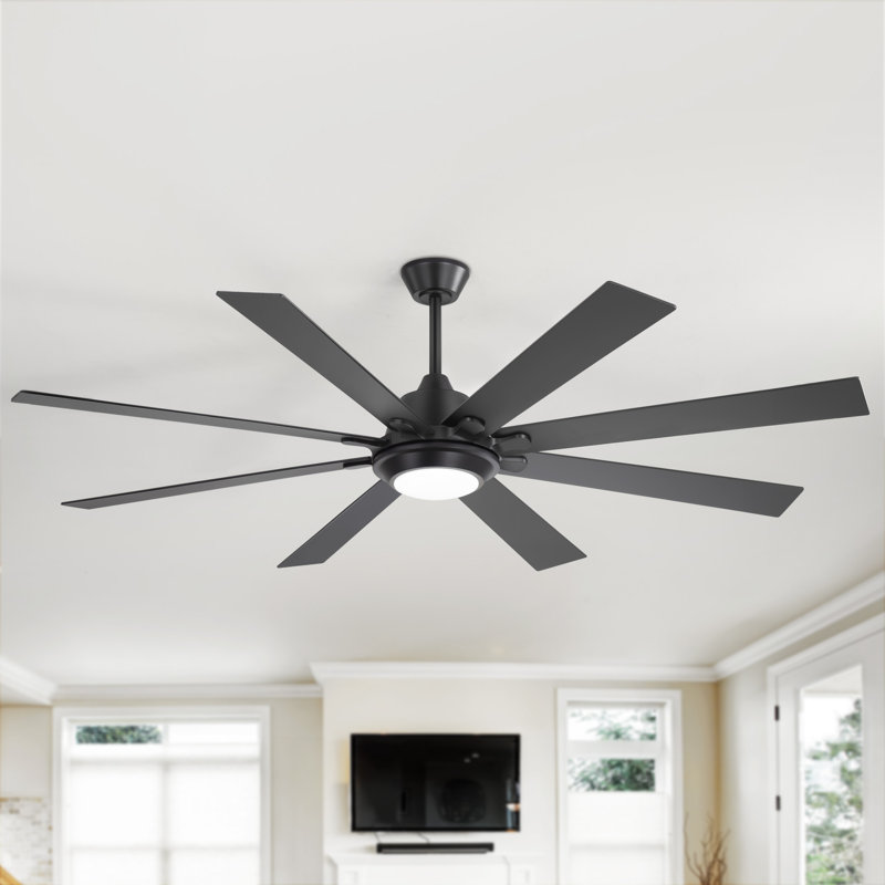 65 Inch Black Ceiling Fan With Light And Remote Control.noiseless,6 Speeds Reversible, Dc Ceiling Fans For Indoor Or Covered Outdoor