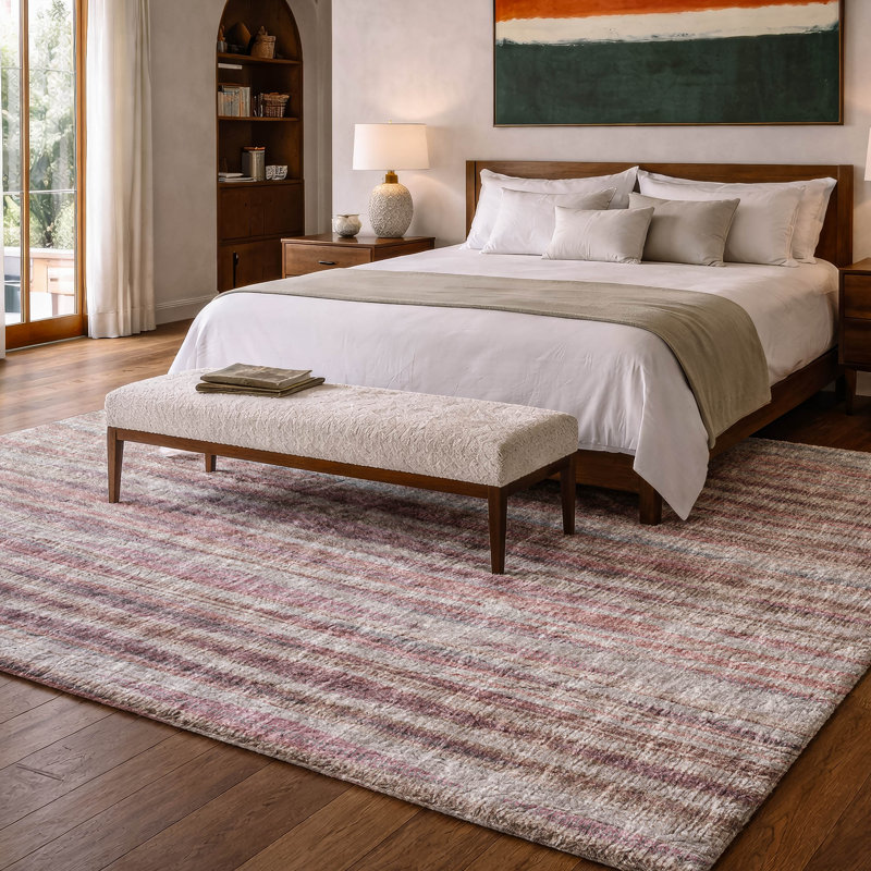 Tapis à rayures texturé de qualité supérieure lavable à la machine ADS31, Bourgogne, 3 pi x 5 pi