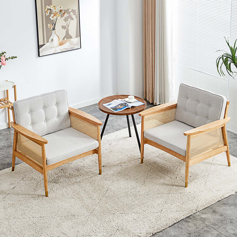 Chaise avec accoudoirs rembourrée Joharis, Velours de bois naturel