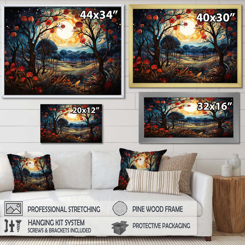 Judaism Orchard of Righteousness I - reproduction d'art, H 16 po x l 32 po x P 1 po, Cadre flottant doré