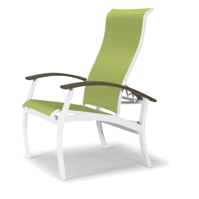 Chaise de patio Askar, Beachwood, Blanc brillant, Lime 38D Sunbrella®