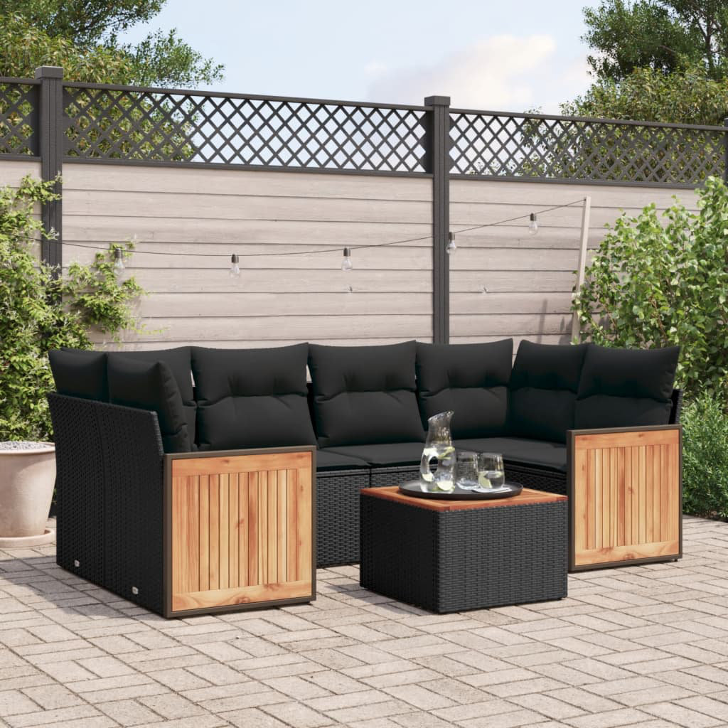 Vidaxl 7-Tlg. Garten-Sofagarnitur Mit Kissen Beige Poly Rattan