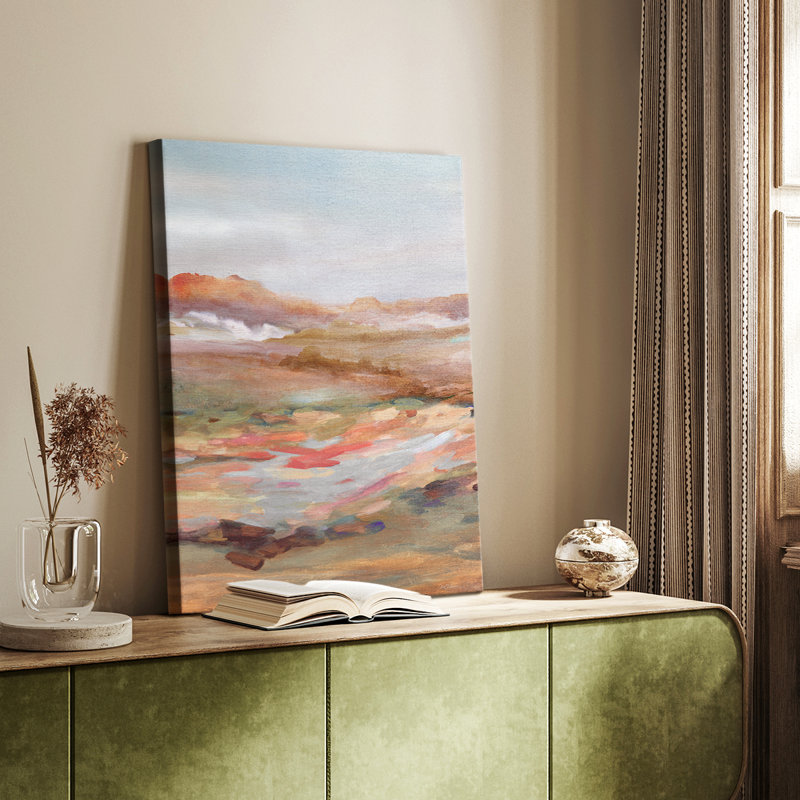 Paysage de désert peint - galerie Cavas, H 18 po x l 12 po