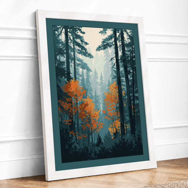 Misty Forest Valley Scandinavian - Print, A3 - 42.0 x 29.7 cm, White