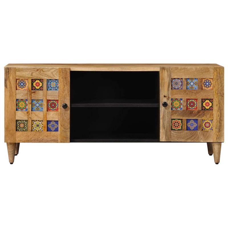 Vidaxl TV Cabinet With Shelf With Storage With Door Solid Mango Wood Furniture