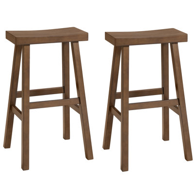 Hayes 31-Inch Bar Stools with Backless Saddle Seat and Footrests, Brown