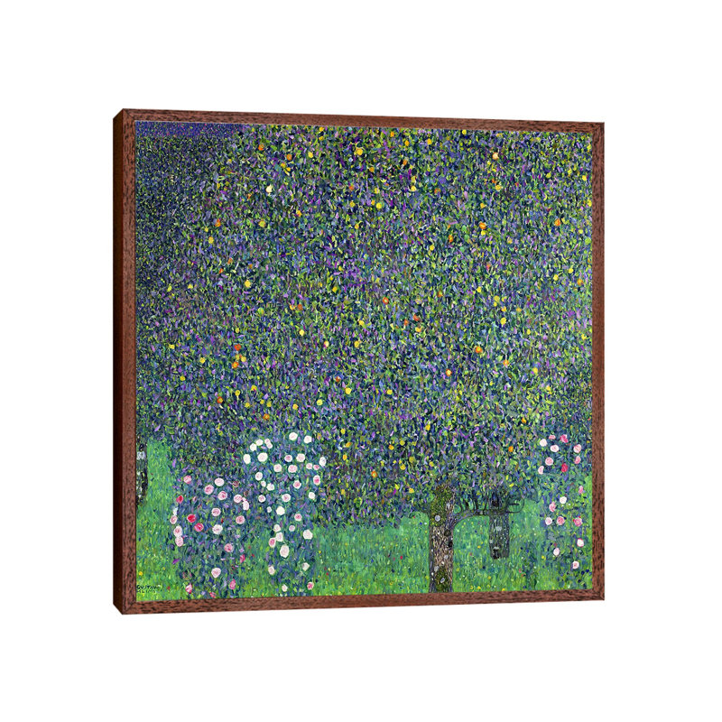 Roses Under The Trees, C.1905 by Gustav Klimt - Painting on Canvas, 66.04 cm H x 66.04 cm W, Brown Framed