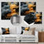 Éclat de gris polaire gris et orange I - reproduction d'art murale abstraite en métal-93052996