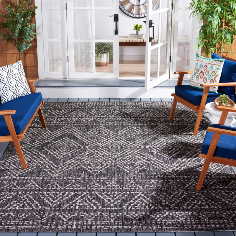 Tapis d'intérieur / extérieur à motif géométrique Hayna, Rectangle 8 pi x 11 pi