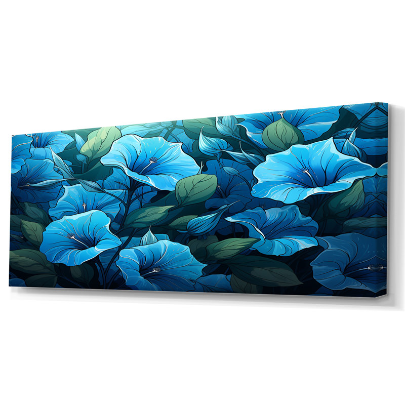 «Blue Morning Glory Blossom Burst - Morning Glory», art mural, H 60 po x l 28 po x P 1,5 po, Toile tendue