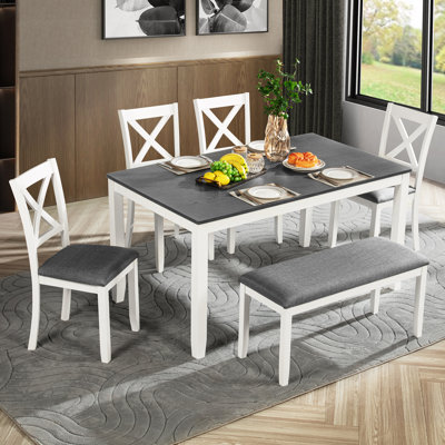 6-Piece Dining Table Set With Bench Dining Room