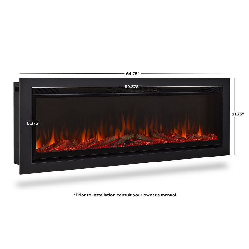 Wall-Mount or Recessed Electric Fireplace by Real Flame, 24.8" H x 65" W x 5.5" D