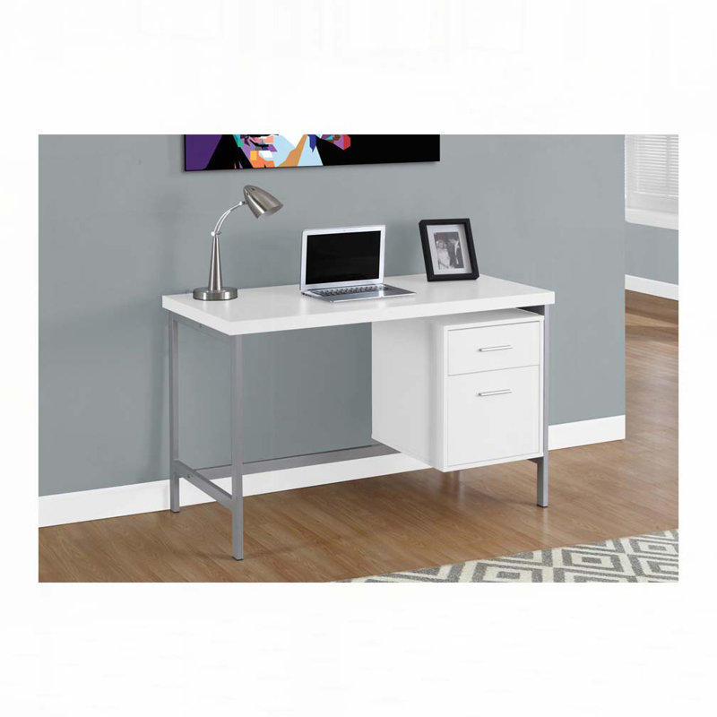 Bureau d'ordinateur à domicile avec tiroirs de rangement, Blanc / Gris