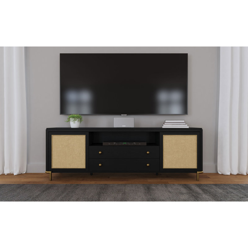 Meuble télé Arini Rattan Cane, Noir