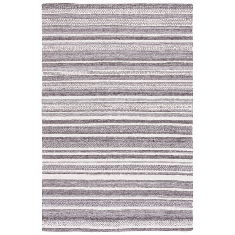 Arczi Striped Kilim Hand Woven Performance Striped Rug, Rectangle 4' x 6'