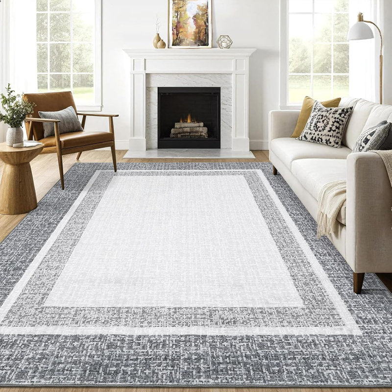 Tapis pour salon moderne 10 x 13 Tapis antidérapant à poils courts antidérapant, Rectangle 10 pi x 13 pi